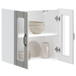 Berkfield Home Kitchen Wall Cabinet with Glass Door Lucca Concrete Grey Engineered Wood - thumbnail 5