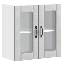 Berkfield Home Kitchen Wall Cabinet with Glass Door Lucca Concrete Grey Engineered Wood - thumbnail 2