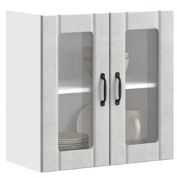 Berkfield Home Kitchen Wall Cabinet with Glass Door Lucca Concrete Grey Engineered Wood - thumbnail 1