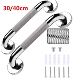 NESTLUNE 40cm Anti Slip Shower Grab Handle Stainless Steel in Silver - Size: 180 cm width x 180 cm drop