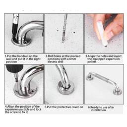 NESTLUNE 40cm Anti Slip Shower Grab Handle Stainless Steel in Silver - Size: 180 cm width x 180 cm drop - thumbnail 6