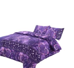 Snug City Duvet Cover & Pillowcase Set Love Heart Design Polycotton Bed Linen in Purple - Size: Super King - thumbnail 2