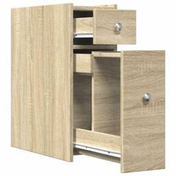 Berkfield Home Narrow Bathroom Cupboard with Wheels Sonoma Oak Engineered Wood in Light Tan - thumbnail 7