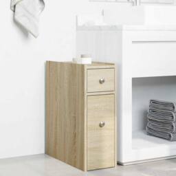 Berkfield Home Narrow Bathroom Cupboard with Wheels Sonoma Oak Engineered Wood in Light Tan - thumbnail 1