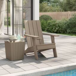 Berkfield Home Beautiful Garden Adirondack Chair Light Brown 75x88.5x89.5cm Poly - Size: 75x88.5x89.5 cm - thumbnail 2