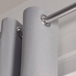 OHS Woven Texture Pair of Eyelet Curtains Ready Made Blackout in Silver - Size: 168 cm width x 137 cm drop - thumbnail 4