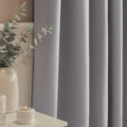 OHS Woven Texture Pair of Eyelet Curtains Ready Made Blackout in Silver - Size: 168 cm width x 137 cm drop - thumbnail 2
