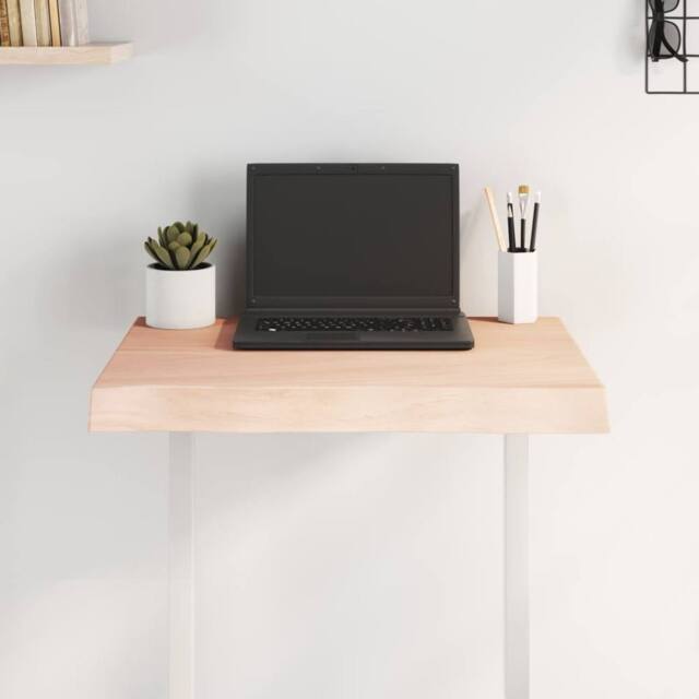 Berkfield Home Table Top 60x60x(2-6) cm Untreated Solid Wood Live Edge in Light Oak - image 1