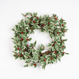 Scottish Everlastings Ltd 50cm Holly Wreath in Green - thumbnail 2