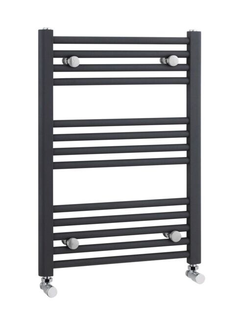 Balterley Heated Vertical Towel Straight Rail Radiator, 700mmx500mm - Anthracite in Grey - image 1