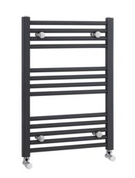 Balterley Heated Vertical Towel Straight Rail Radiator, 700mmx500mm - Anthracite in Grey