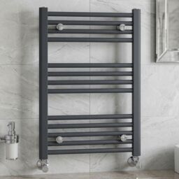 Balterley Heated Vertical Towel Straight Rail Radiator, 700mmx500mm - Anthracite in Grey - thumbnail 7