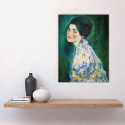 "Artery8 Portrait of a Lady in Floral Dress Klimt Wall Art Poster Print in Green - Size: W12"" x H16""" - thumbnail 4