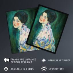 "Artery8 Portrait of a Lady in Floral Dress Klimt Wall Art Poster Print in Green - Size: W12"" x H16""" - thumbnail 2