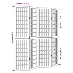 Berkfield Home Room Divider 4 Panels Black Solid Wood Paulownia - thumbnail 8