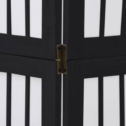 Berkfield Home Room Divider 4 Panels Black Solid Wood Paulownia - thumbnail 7