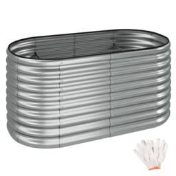 tectake Raised Bed Galvanized Steel 160 X 80 X 80 Cm in Silver