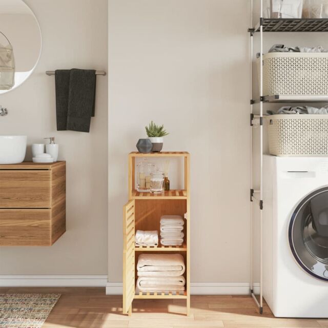 Berkfield Home Bathroom Cabinet with Shelf 36x33x87 cm Bamboo in Brown - Size: 36 x 33 x 87 cm - image 1