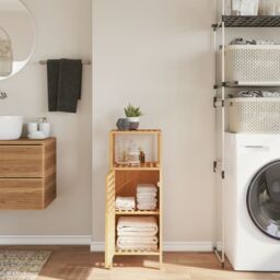Berkfield Home Bathroom Cabinet with Shelf 36x33x87 cm Bamboo in Brown - Size: 36 x 33 x 87 cm