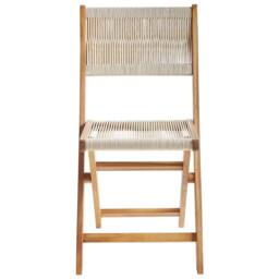 Wyld and Coco Beige Acacia Rope Folding Garden Chairs Set of 2 - thumbnail 5
