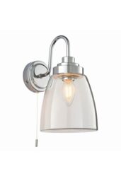 Netlighting Ashbury LED 1 Light Bathroom Wall Glass Chrome Plate IP44 LED E14 in Grey