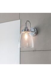 Netlighting Ashbury LED 1 Light Bathroom Wall Glass Chrome Plate IP44 LED E14 in Grey - thumbnail 2
