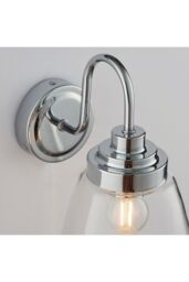 Netlighting Ashbury LED 1 Light Bathroom Wall Glass Chrome Plate IP44 LED E14 in Grey - thumbnail 4