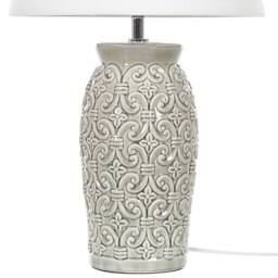 Wyld and Coco 48cm Grey Ceramic Lamp - Ornamental Pattern with Empire Cotton Shade - thumbnail 6