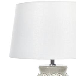 Wyld and Coco 48cm Grey Ceramic Lamp - Ornamental Pattern with Empire Cotton Shade - thumbnail 5