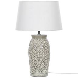 Wyld and Coco 48cm Grey Ceramic Lamp - Ornamental Pattern with Empire Cotton Shade - thumbnail 4
