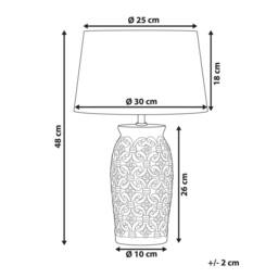 Wyld and Coco 48cm Grey Ceramic Lamp - Ornamental Pattern with Empire Cotton Shade - thumbnail 3