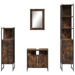 Berkfield Home 4 Piece Bathroom Furniture Set Smoked Oak Engineered Wood in Brown - thumbnail 5