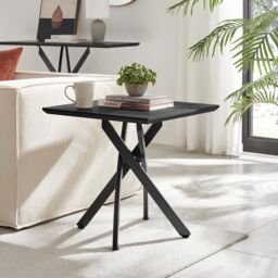 FurnitureboxUK Leonardo Square Black Wood Veneer Side Table - thumbnail 1