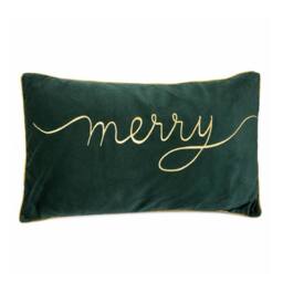 Samuel Alexander 49cm Dark Green Christmas Decorative Merry Cushion with Gold Detail - thumbnail 8