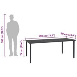 Berkfield Home Outdoor Dining Table Anthracite 190x90x74 cm Steel in Black - Size: 190 x 90 x 74 cm - thumbnail 6