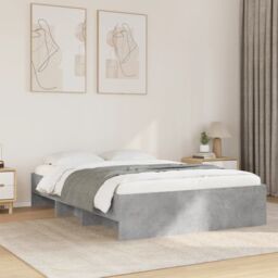 Berkfield Home Bed Frame without Mattress Concrete Grey 140x200cm Engineered Wood - Size: 140x200 cm - thumbnail 1
