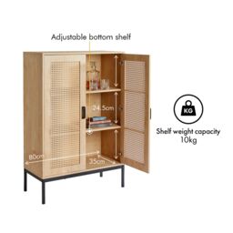 VonHaus Lena Rattan Effect Tall Living Room Storage Sideboard in Brown - thumbnail 7