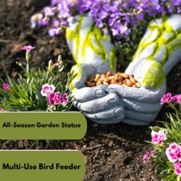 Marco Paul Giving Open Hands Wall Mounted Bird Feeder in Stone - thumbnail 4