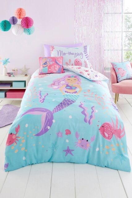 Bedlam Women's 'Mermaid' Vibes Reversible Duvet Cover Set in Aqua - Size: Single - image 1