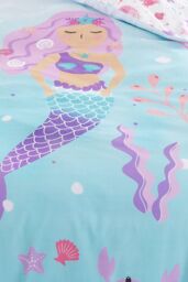 Bedlam Women's 'Mermaid' Vibes Reversible Duvet Cover Set in Aqua - Size: Single - thumbnail 3