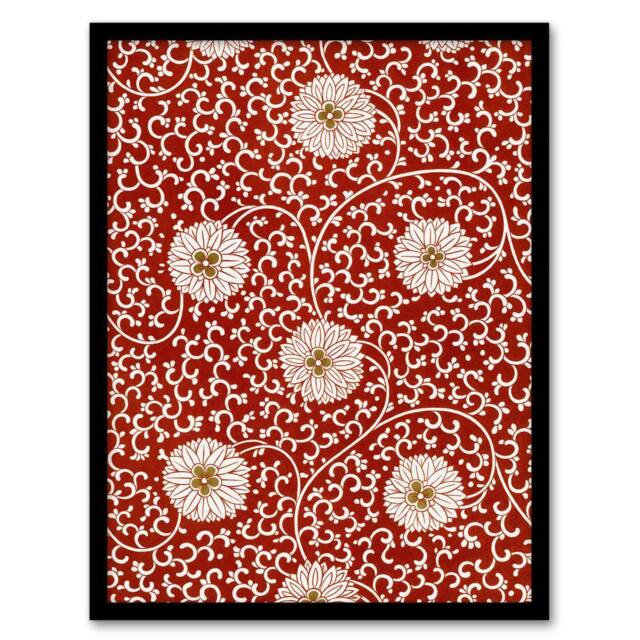 Artery8 Owen Jones Floral Filigree Pattern in Red Framed Wall Art Print - Size: A4 - image 1