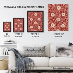 Artery8 Owen Jones Floral Filigree Pattern in Red Framed Wall Art Print - Size: A4 - thumbnail 3