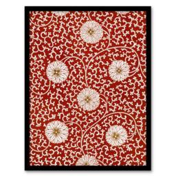 Artery8 Owen Jones Floral Filigree Pattern in Red Framed Wall Art Print - Size: A4 - thumbnail 1