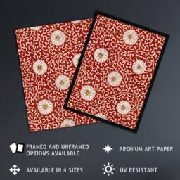 Artery8 Owen Jones Floral Filigree Pattern in Red Framed Wall Art Print - Size: A4 - thumbnail 2