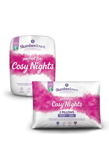 Slumberdown Cosy Nights 10.5 Tog All Year Round Duvet With 2 Pillows in White - Size: Single - image 1