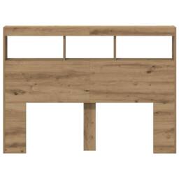 Berkfield Home Headboard Cabinet with LED Artisan Oak 140x17x102 cm in Brown - Size: 140 x 17 x 102 cm - thumbnail 7