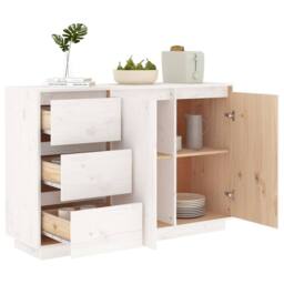 Berkfield Home Sideboard White 111x34x75 cm Solid Wood Pine - Size: 111 x 34 x 75 cm - thumbnail 4