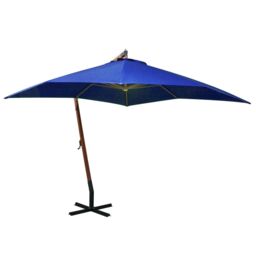 Berkfield Home Hanging Parasol with Pole Azure Blue 3x3 m Solid Fir Wood - thumbnail 1
