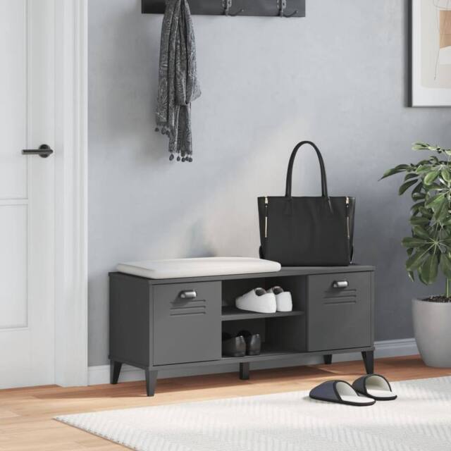 Berkfield Home Shoe Bench VIKEN Anthracite Grey 106x35x45 cm Engineered Wood in Dark Grey - Size: 106 x 35 x 45 cm - image 1