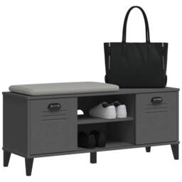 Berkfield Home Shoe Bench VIKEN Anthracite Grey 106x35x45 cm Engineered Wood in Dark Grey - Size: 106 x 35 x 45 cm - thumbnail 4